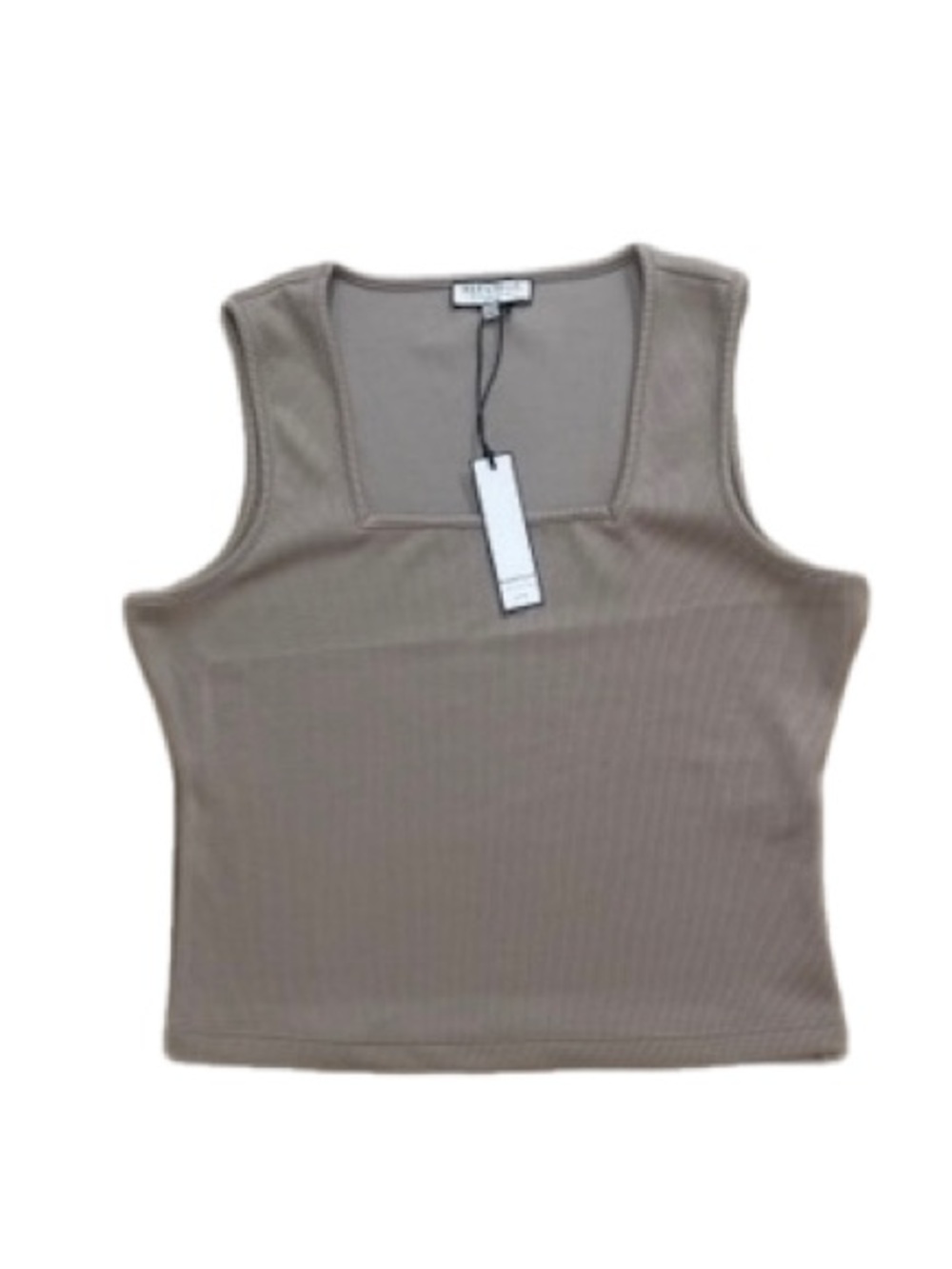 Bagatelle Collection Tank Top Womens XL Taupe NWT Ribbed Square Neck Sleeveless